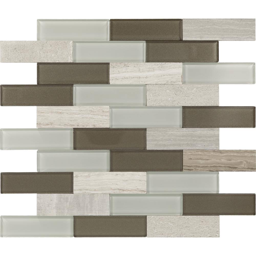 Chenille White Natural Stone and Glass Peel and Stick Mosaic Tile