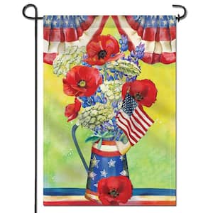 18 in. x 12.5 in. Double Sided Premium July 4th Poppy Flowers Patriotic USA Garden Flags Weather Resistant Double Stitch