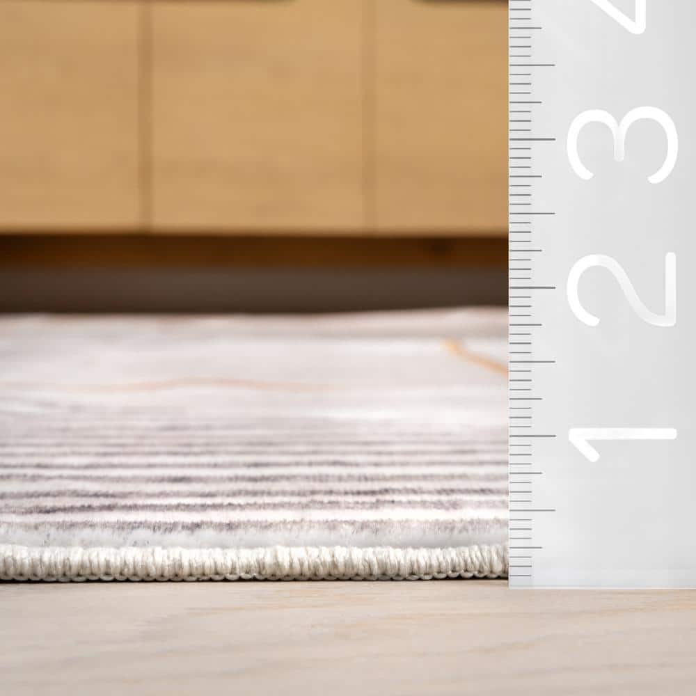 Modern Abstract Blue and Beige Washable Area Rug