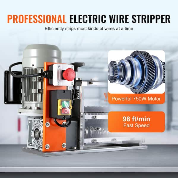 Automatic Wire Stripping Machine 0.06in. to 1.26in. Electric Cable Stripper Peeler 750W 10 Channels for Copper Recycling
