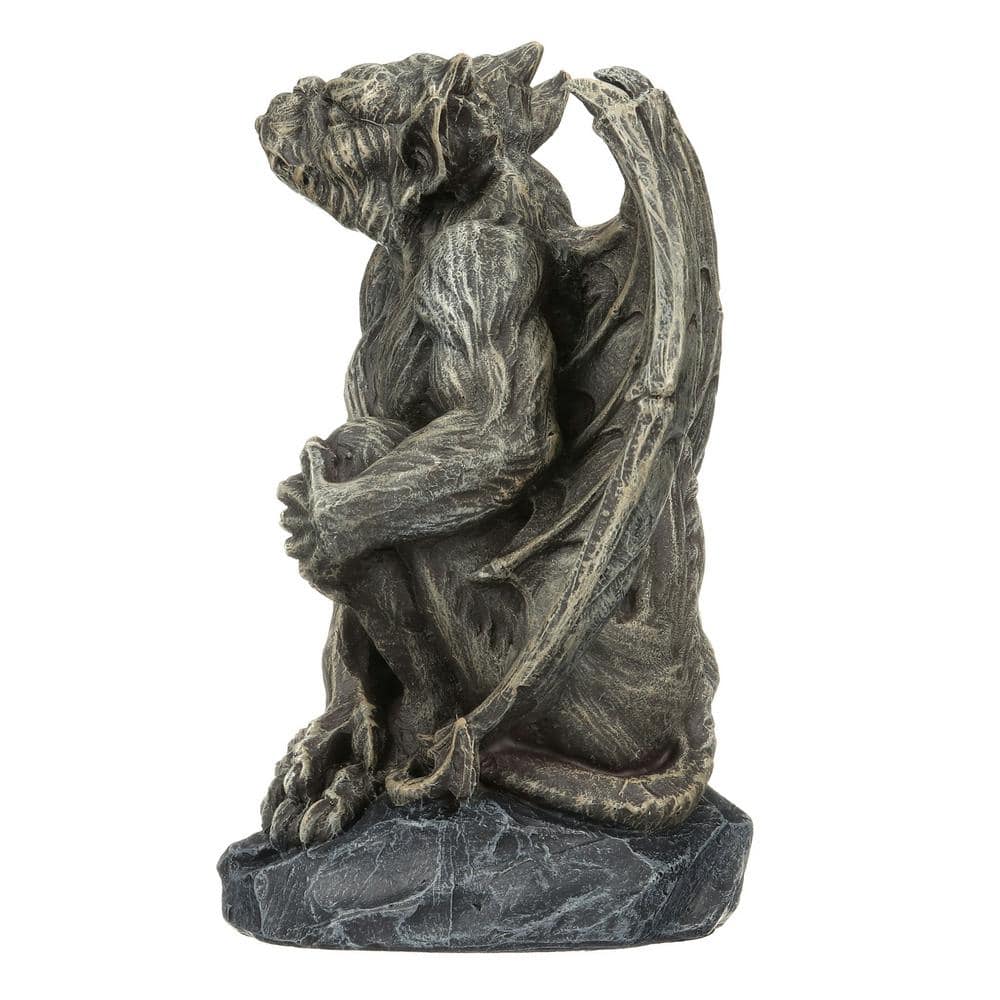 Silas Medium Gray Resin Gothic Gargoyle Sentry Statue