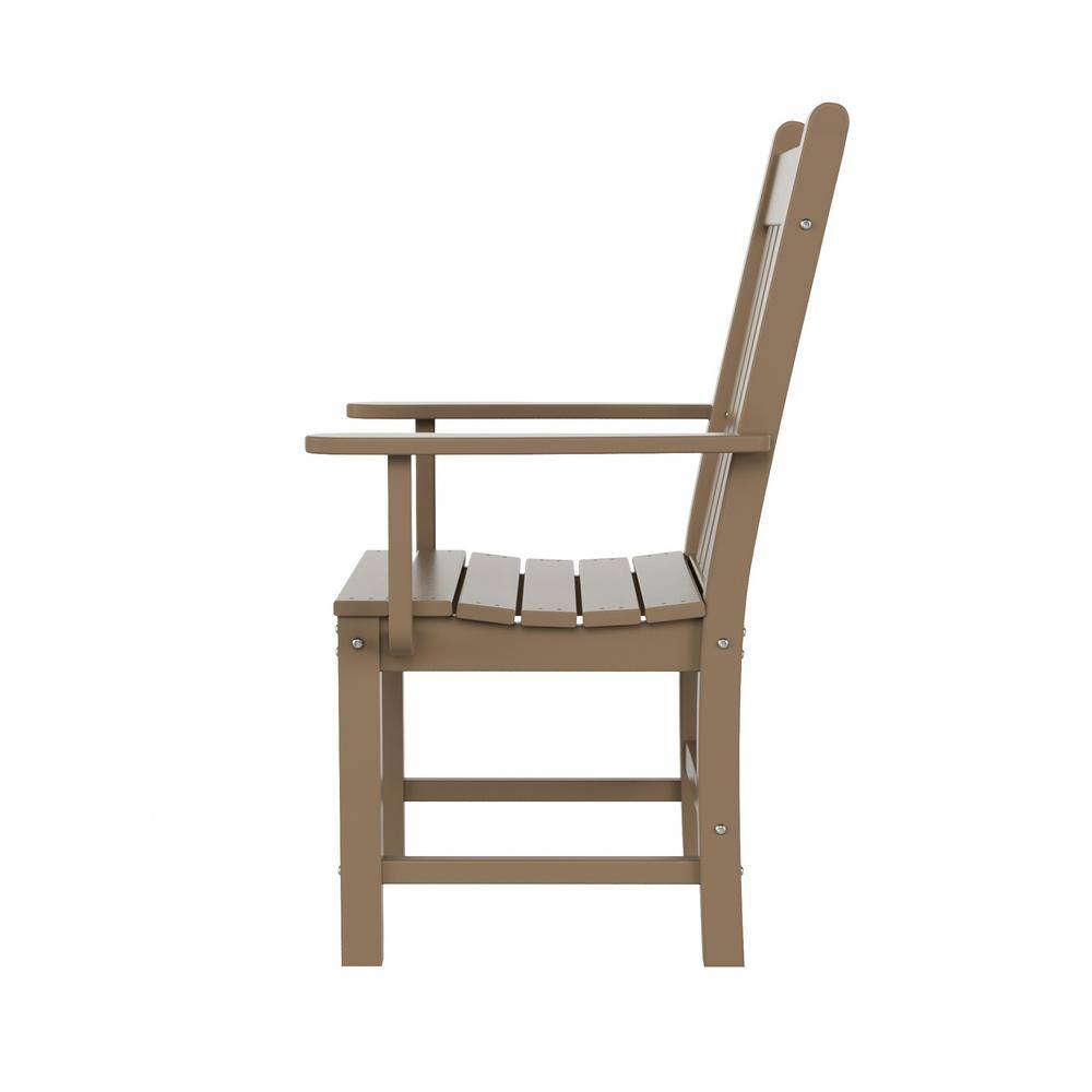 Laguna Weathered Wood Patio Dining Armchair with Contoured Comfort