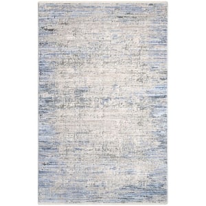 Abstract Hues Blue Grey 3 ft. x 5 ft. Abstract Contemporary Area Rug