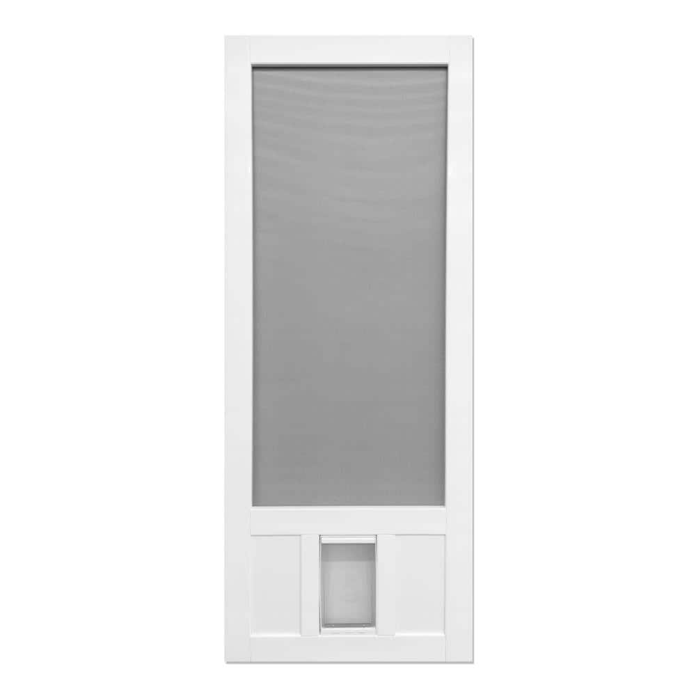 Screen Tight 32 in. x 80 in. Chesapeake Series Reversible Solid Vinyl Screen Door with Medium Pet Flap