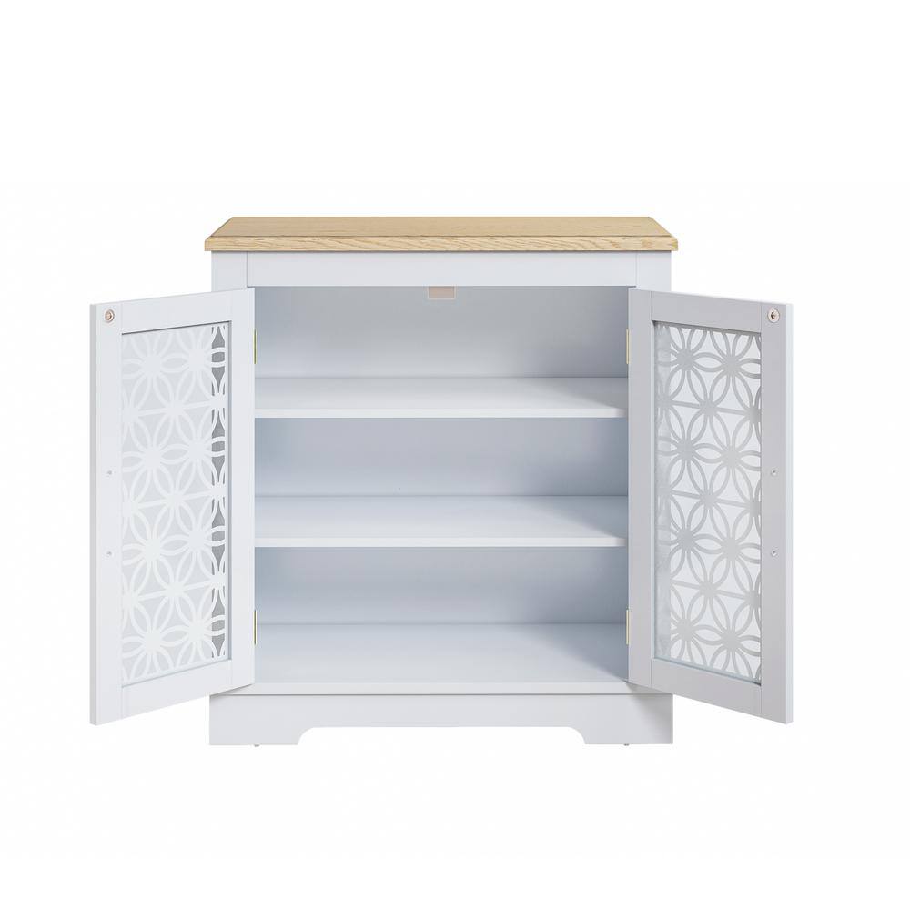 Rustic Grayish-White 30" Storage Sideboard with Sliding Barn Doors