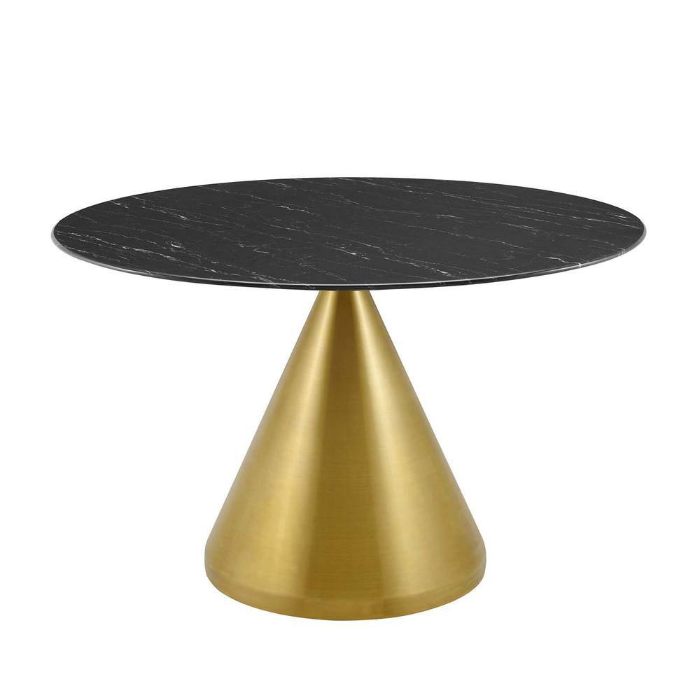 MODWAY Tupelo 47 in. Gold Black Artificial Marble Dining Table EEI5346