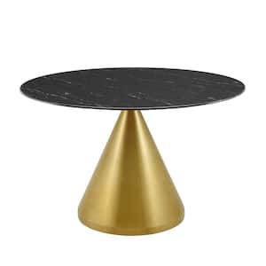 Tupelo 47 in. Gold Black Artificial Marble Dining Table