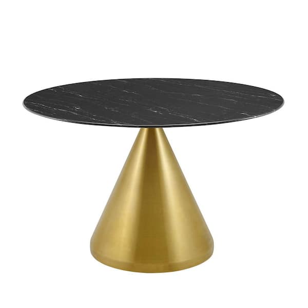 MODWAY Tupelo 47 in. Gold Black Artificial Marble Dining Table