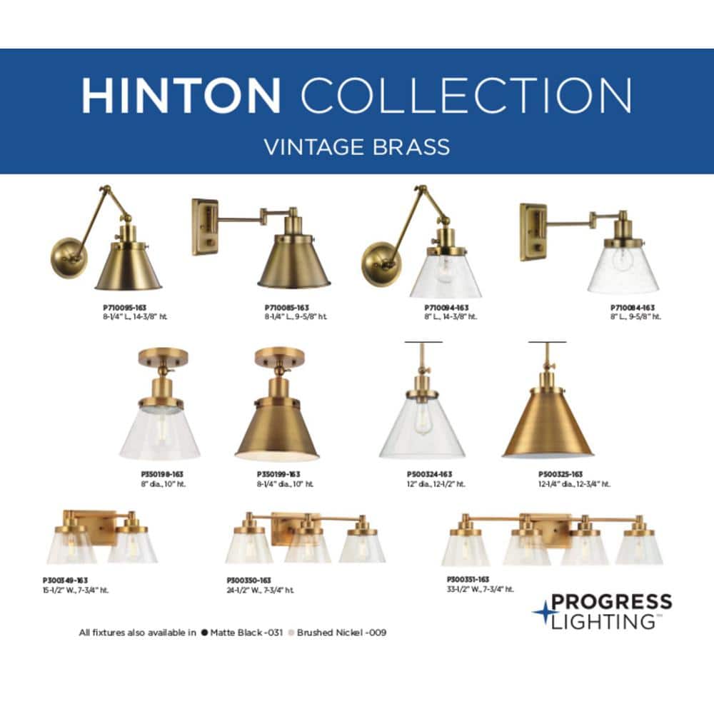 Hinton Vintage Brass 1-Light Semi-Flush Mount Ceiling Light