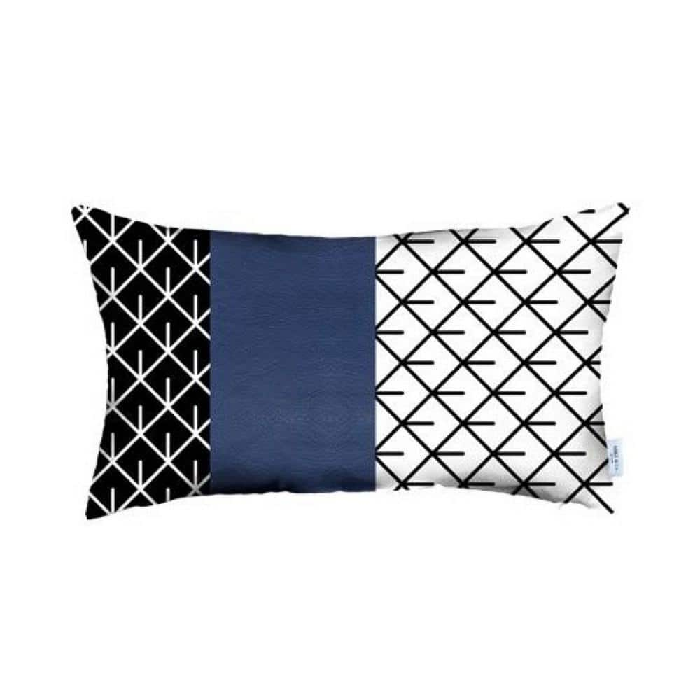 Homeroots Jordan Navy Blue Abstract 12 In. X 20 In. Throw Pillow Cover 