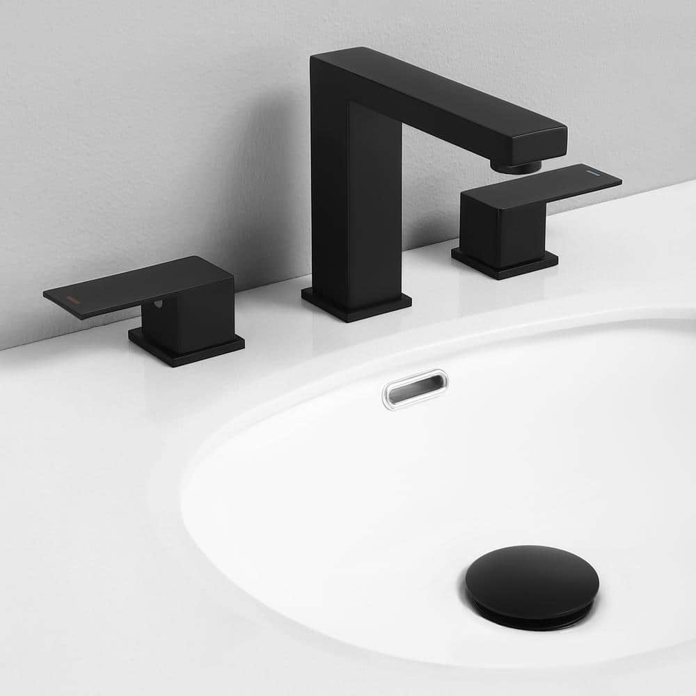 Matte Black Stainless Steel 8-Inch Widespread Bathroom Faucet