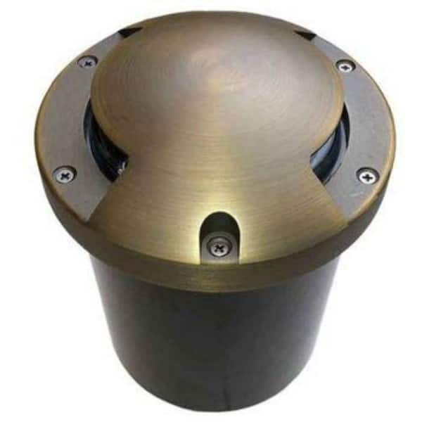 AQLIGHTING Brass Hardwired Weather Resistant Well light with LED Light Bulb and Bi-Directional Cover
