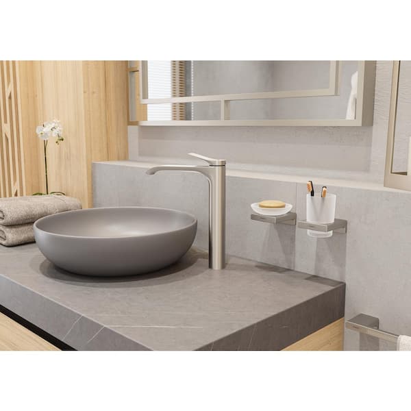 Caster Series 7.01 in. Toothbrush Holder in Brushed Nickel Caster Series 7.01 in. Toothbrush Holder in Brushed Nickel
