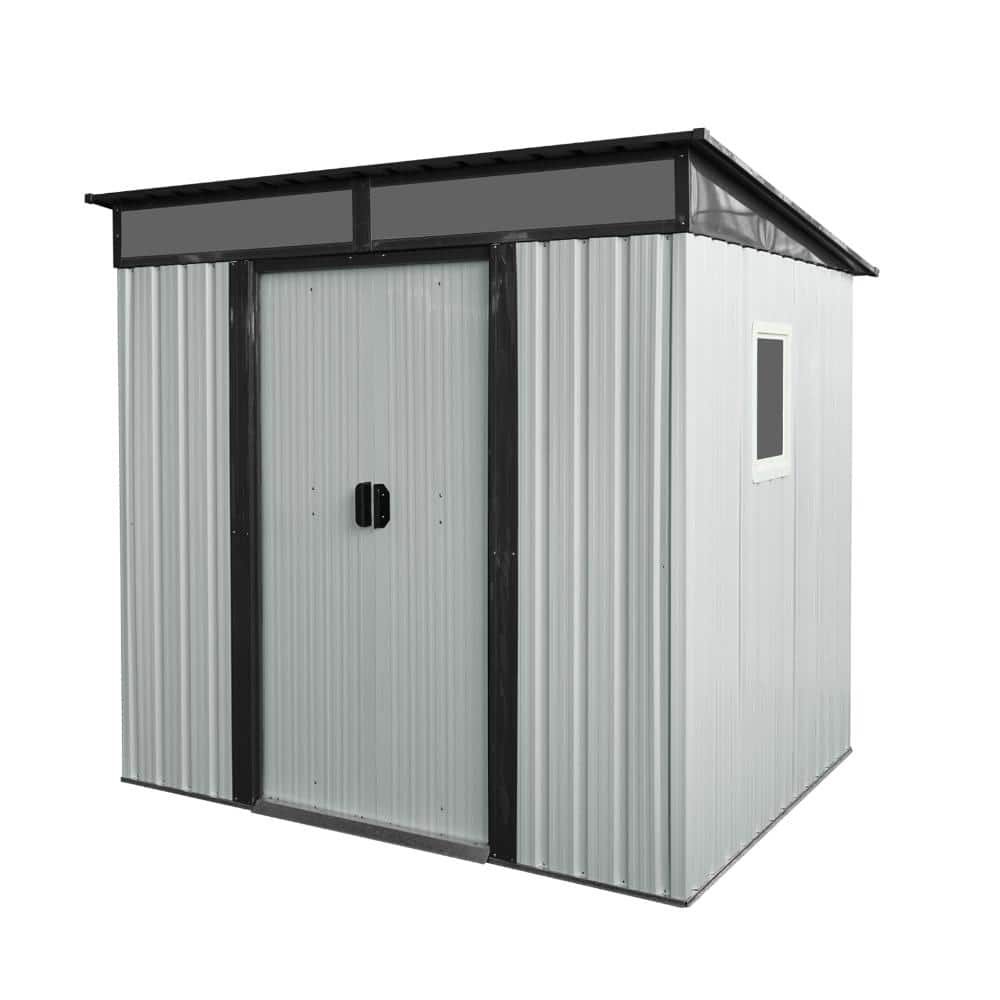 5 ft. W x 6 ft. D Outdoor Metal Storage Shed with Window and Foundation, Garden Tool Shed in White and Black(30 sq. ft.) price history on PriceWatchPro
