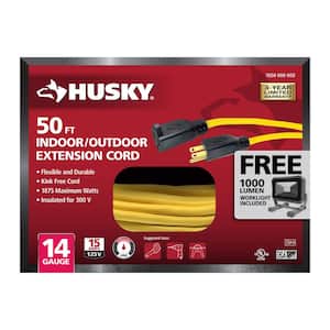 14/3 50 ft. Yellow Extension Cord with 1,000 Lumen Work Light