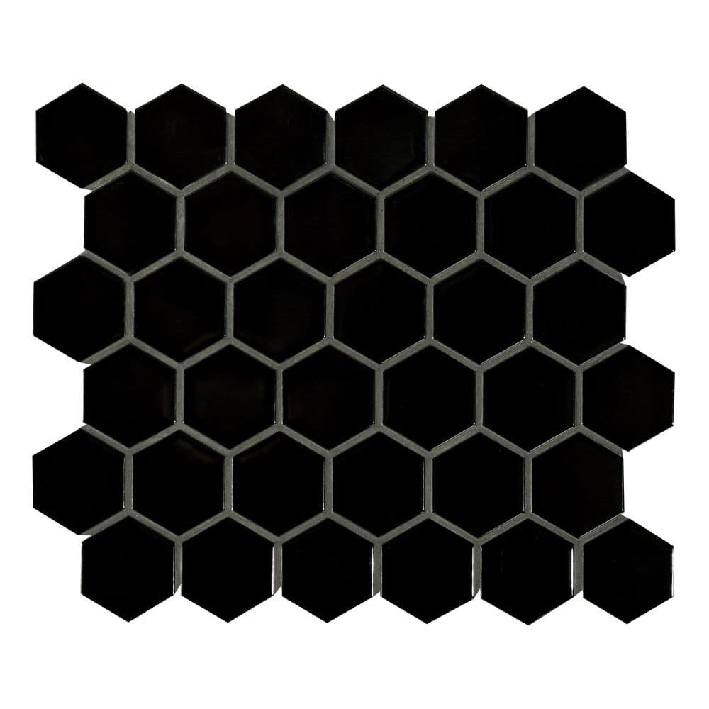 MAA様 MSI Retro Nero 2in. Hexagon 11in.x12in.x 0.24in. Matte Porcelain