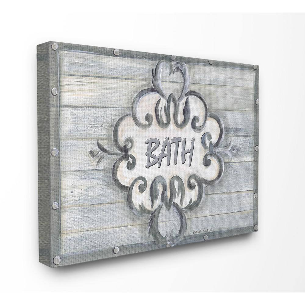 24 in. x 30 in. Bath Grey Bead Board with Scroll Plaque Bathroom by Bo