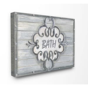 30 in. x 40 in. "Bath Grey Bead Board with Scroll Plaque Bathroom" by Bonnie Wrublesky Printed Canvas Wall Art