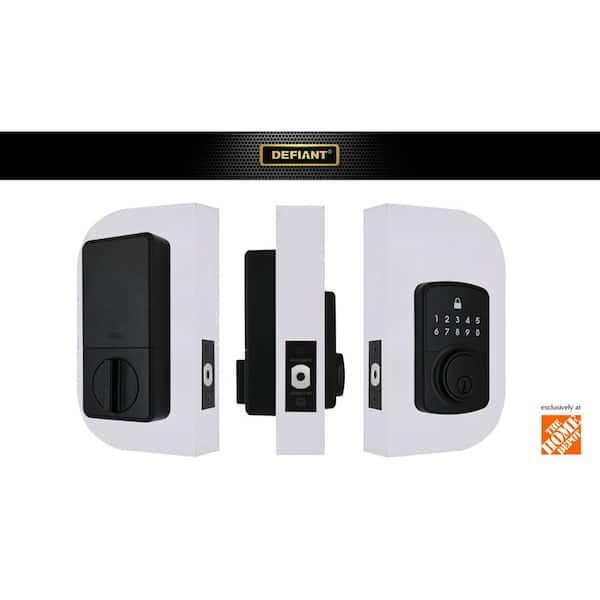 Defiant - Square Compact Matte Black Electronic Single Cylinder Deadbolt Wi-Fi Enabled Powered by Hubspace