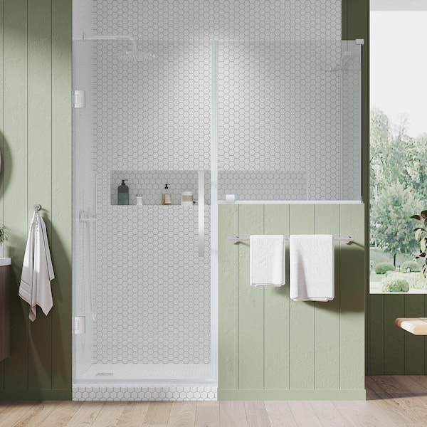 OVE Decors Tampa-Pro 47 7/8 in. W x in. H Rectangular Pivot Frameless Corner Shower Enclosure in Chrome with Buttress Panel