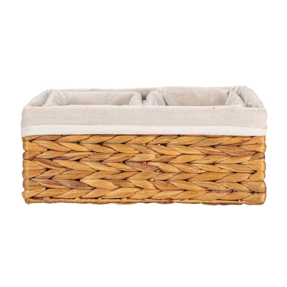 Natural Seagrass Rectangular Storage Basket Set with Liners