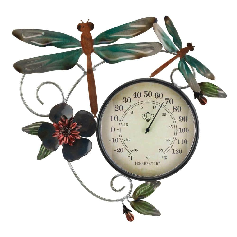 Thermometer Metallic Wall Decor - Dragonfly