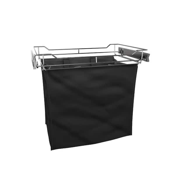 Classic 24 in. Full Extension Chrome Slide-out Modern Rectangle Laundry Hamper for Cabinets with Removable Nylon Bag