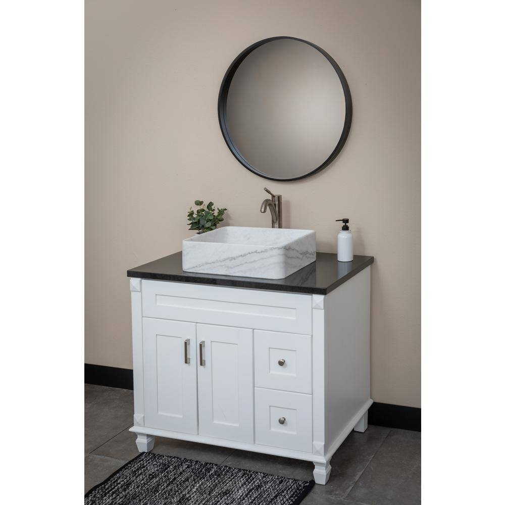 Guanxi White Marble Rectangular Vessel Bathroom Sink
