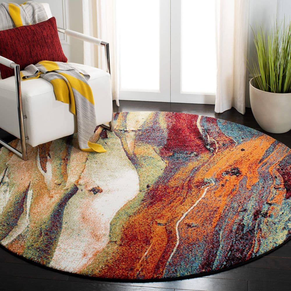 Glacier 10 X 10 Red/Green Abstract Round Rug price history on PriceWatchPro