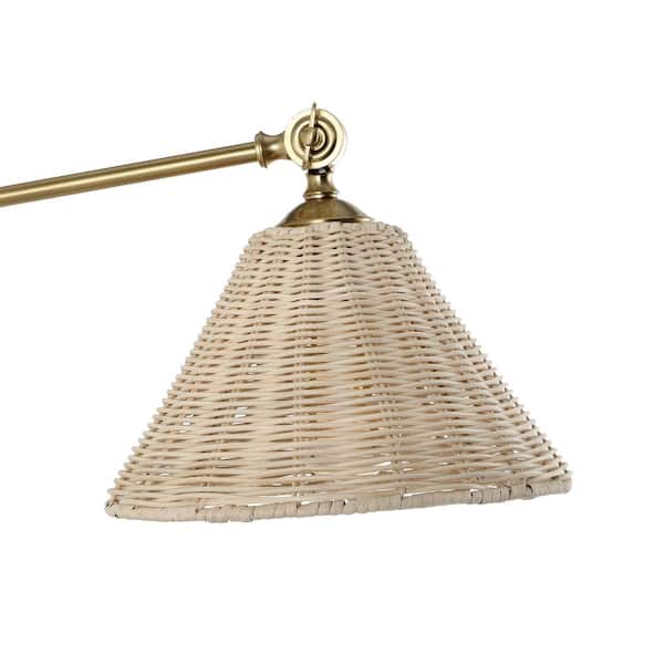 WINGBO Brass with Rattan Lamp Shade Swing Arm Wall Lamp WBWL-Y030-GD - The  Home Depot