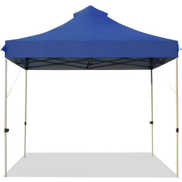 WELLFOR 10 ft. x 10 ft. Portable Pop Up Canopy Event Party Tent Adjustable with Roller Bag Blue