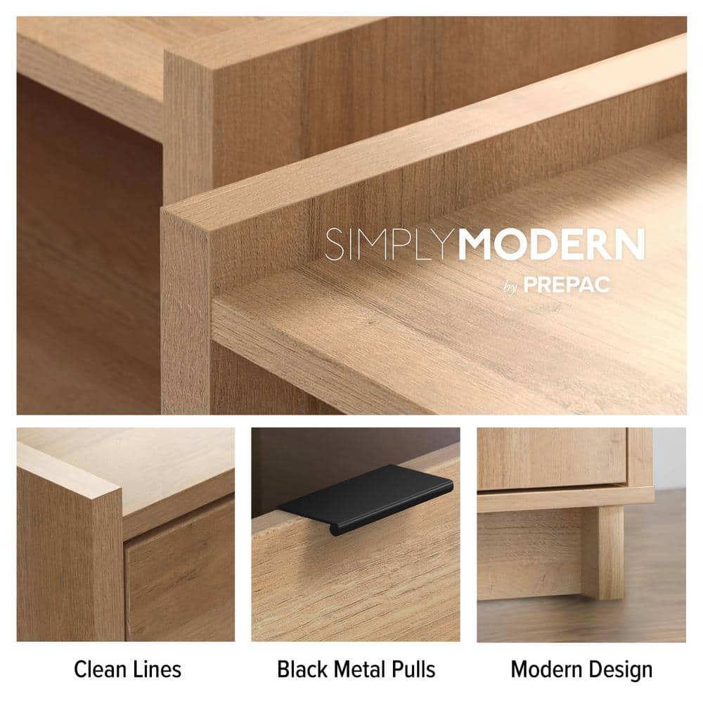 Natural Oak Modern Wood Console Table with Storage Drawers