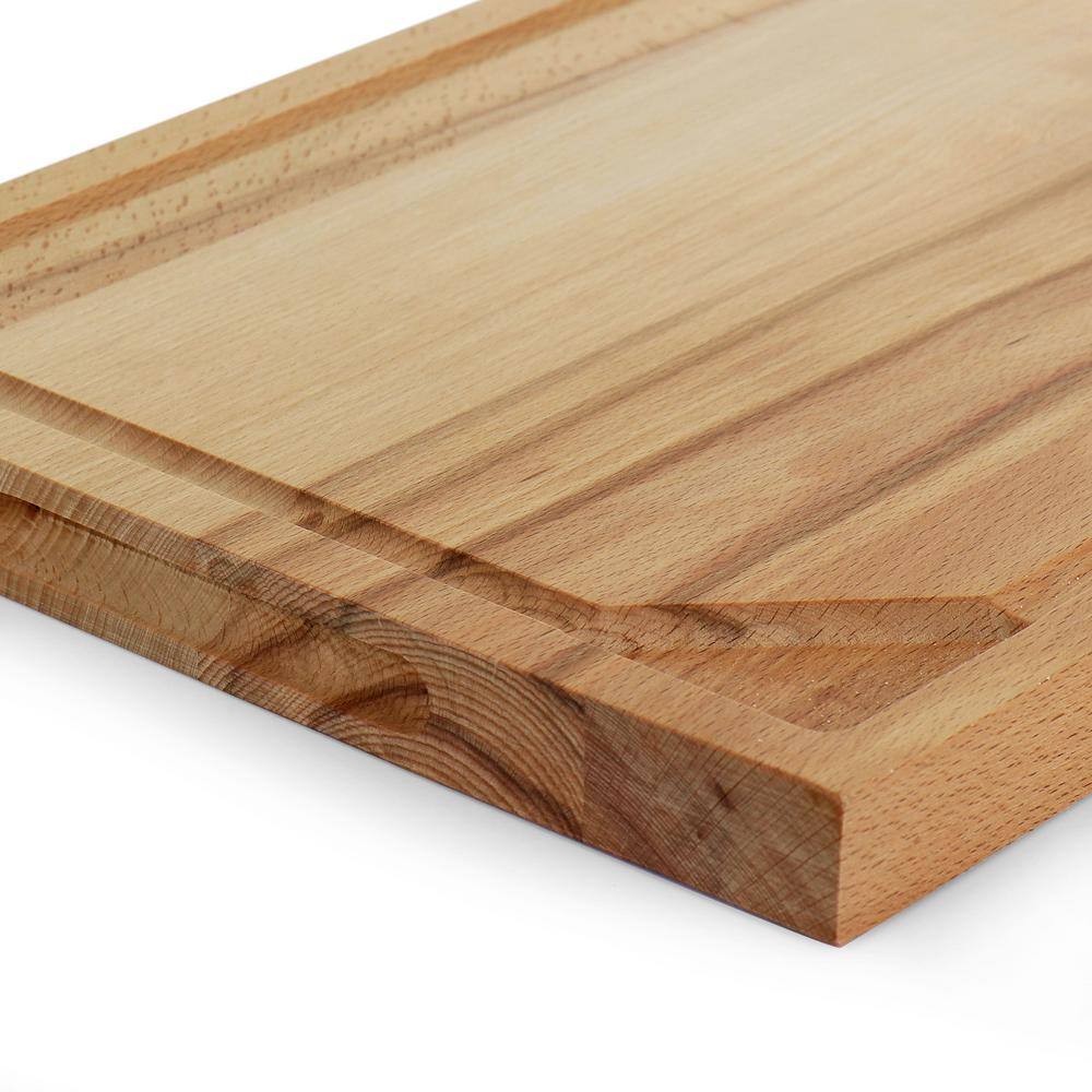 Cream Handle 3-Piece Beechwood Carving Board and Cutlery Set