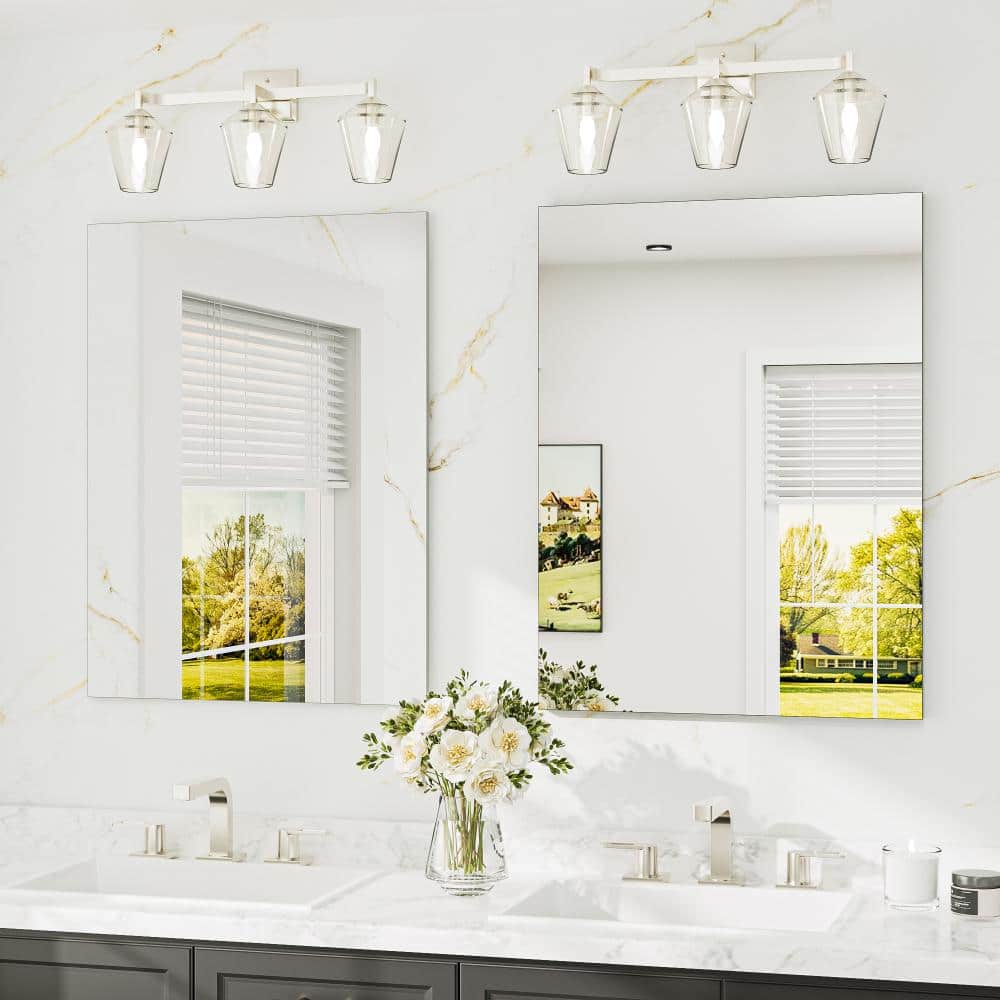 24 in. W x 32 in. H Rectangular Classic Frameless Wall Bathroom Vanity Mirror,2-Piece price history on PriceWatchPro