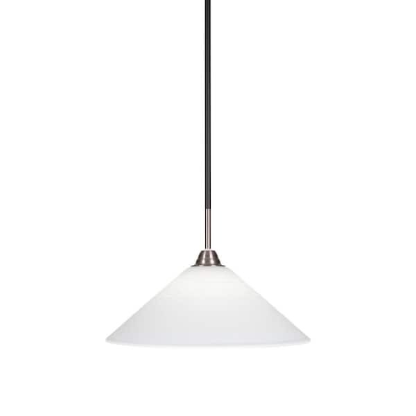 Unbranded Madison 100-Watt 1-Light Matte Black and Brushed Nickel Bowl Mini Pendant Light with Glass Shade