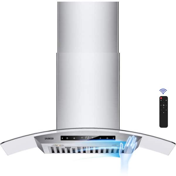 30 in. 900 CFM Ducted/Ductless Convertible Wall Mount Range Hood in Stainless Steel with REemote Control