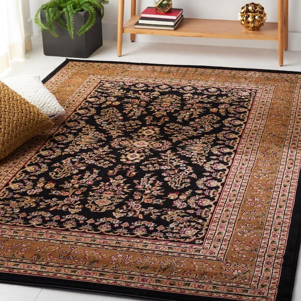Lyndhurst Black/Tan 8 ft. x 8 ft. Square Border Area Rug