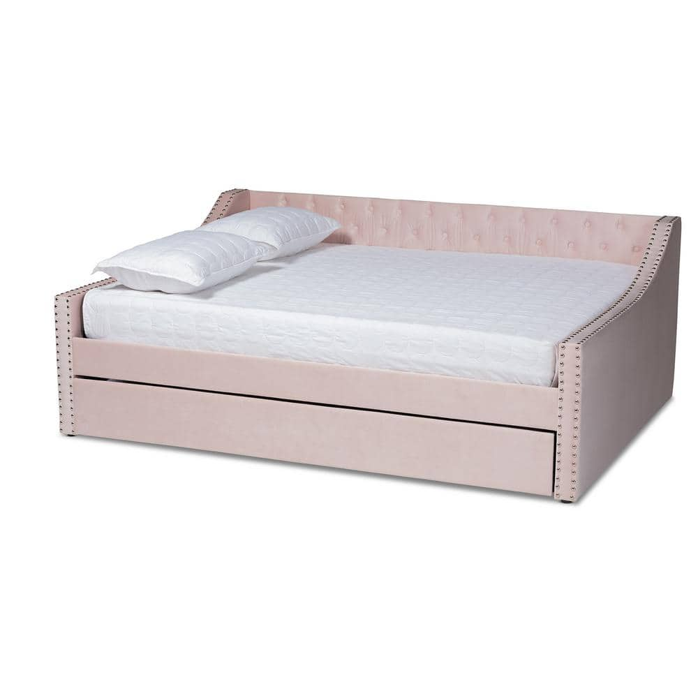 Baxton Studio Raphael Pink Queen Daybed with Trundle 187-11483-HD - The ...