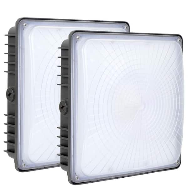 WYZM 300-Watt Equivalent Integrated LED Bronze Outdoor Security Light Canopy Light Area Light 8400Lumens (2-Pack)