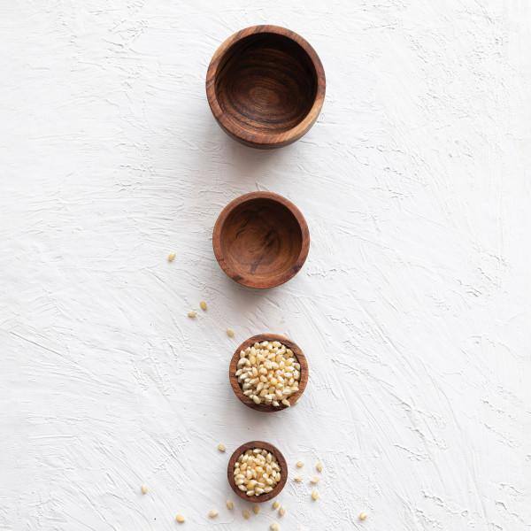 Espresso Finish Acacia Wood Nesting Serving Bowls Set