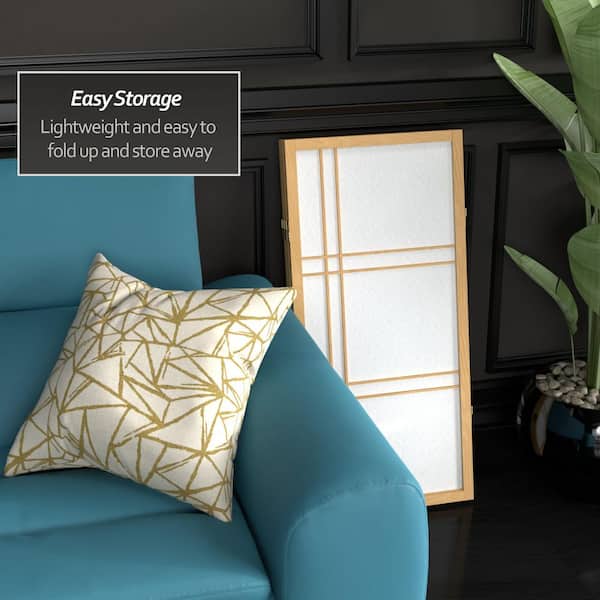 3 ft. Short Double Cross Shoji Screen - Natural - 3 Panels