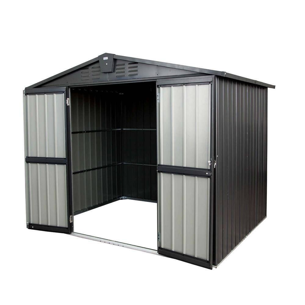 8.2 ft. W x 6.2 ft. D Black Metal Steel Utility Tool Shed with Double Lockable Doors, Air Vents (50.84 sq. ft.) price history on PriceWatchPro