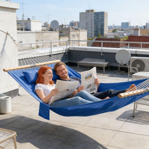 10.8 ft. Double-Layer Quilted Double Hammock with Pocket and