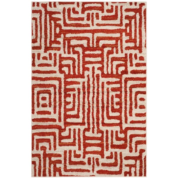 SAFAVIEH Amsterdam Ivory/Terracotta 5 ft. x 8 ft. Geometric Area Rug