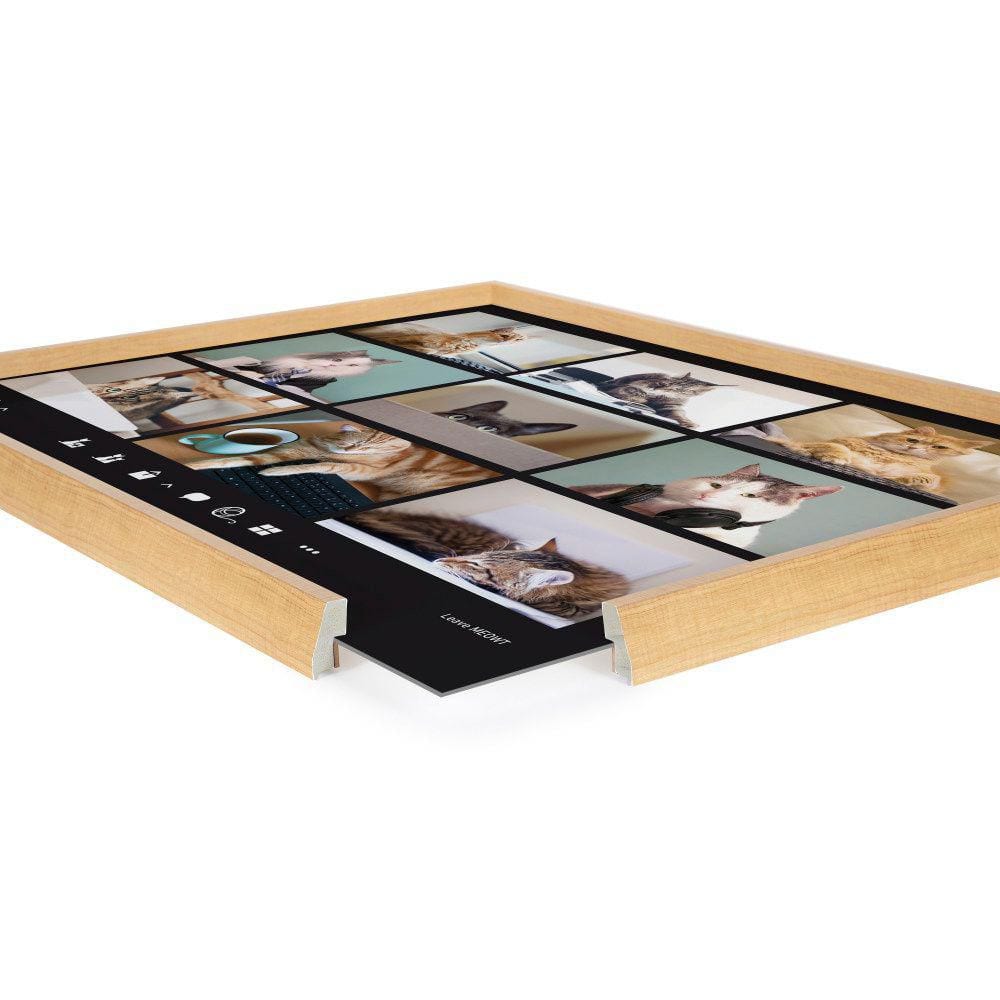 18" x 24" Natural Framed Video Chat Cats Glass Wall Art
