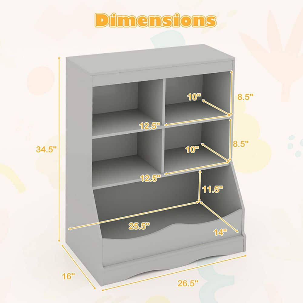3-Tier White Children's Multi-Functional Durable Bookcase Toy Storage Bin Floor Cabinet - thumbnail 3