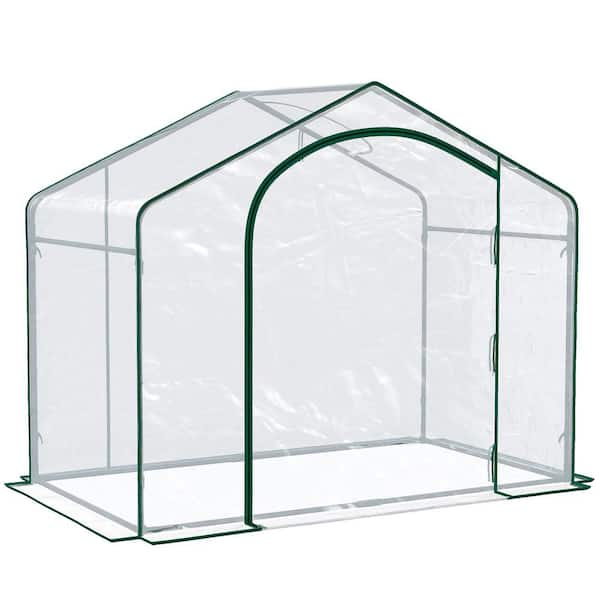 Unbranded 71.75 in. L x 39.25 in. W x 59.75 in. H Steel Frame Clear PVC Walk-In Greenhouse for Year-Round Plant Protection