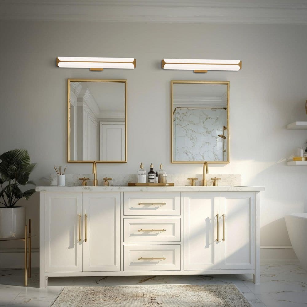 Bifold 24 in. 2-Light Aged Brass Integrated LED Vanity Light 3000K price history on PriceWatchPro