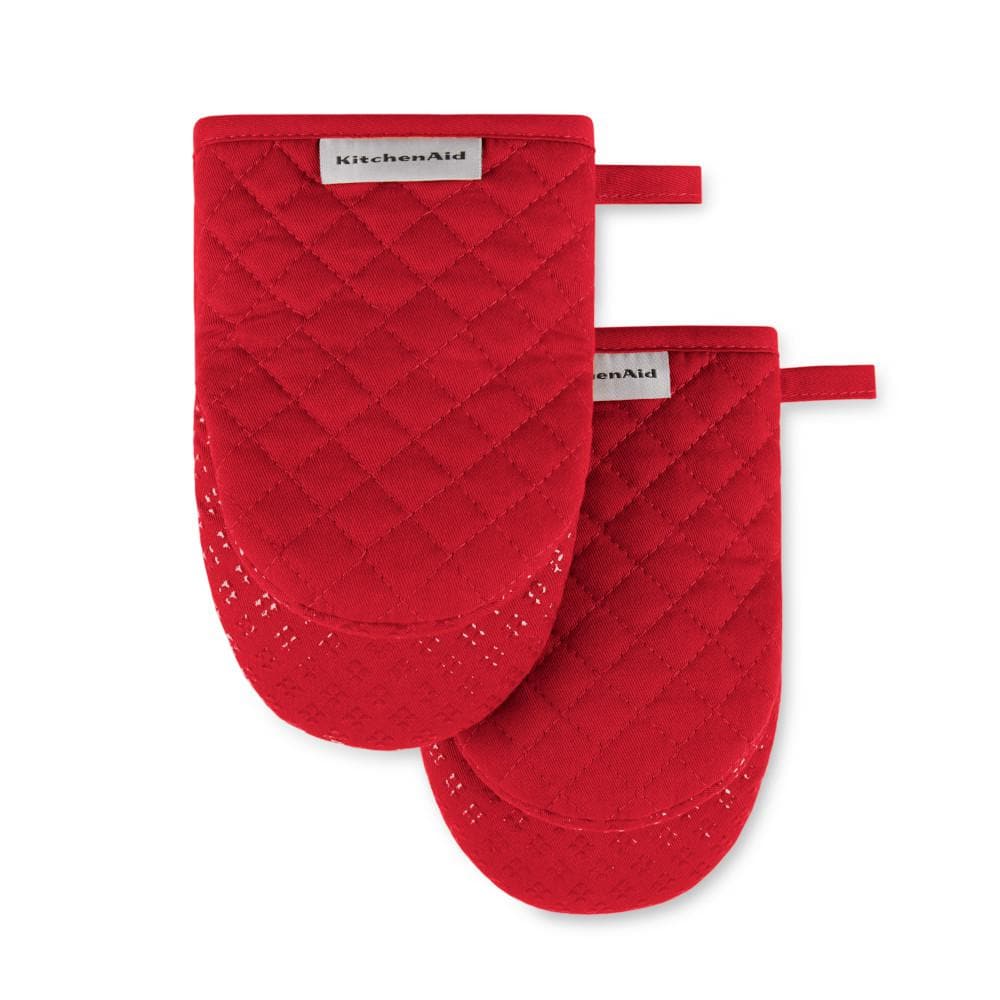 Fire Red Cotton and Silicone Mini Oven Mitts, 2-Pack