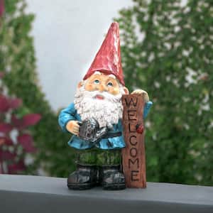 12 in. Tall "Welcome" Outdoor Garden Gnome Yard Statue Decoration